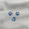 Sterling Silver Earring and Pendant Adult Set, with Sapphire Blue Crystal, Polished, Silver Finish, 10.408.0001.02