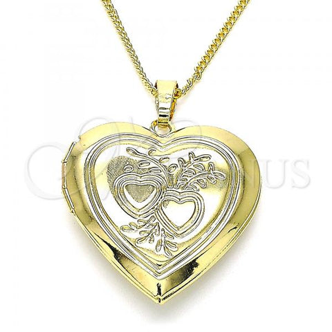 Oro Laminado Pendant Necklace, Gold Filled Style Heart Design, Polished, Golden Finish, 04.117.0027.20