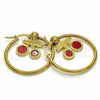 Stainless Steel Medium Hoop, Cherry Design, Red Enamel Finish, Golden Finish, 02.364.0001.30