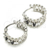 Rhodium Plated Small Hoop, with Black and White Cubic Zirconia, Polished, Rhodium Finish, 02.210.0299.8.20