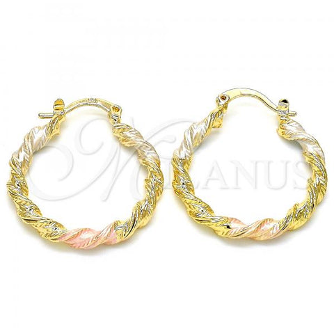 Oro Laminado Small Hoop, Gold Filled Style Polished, Tricolor, 02.170.0251.25