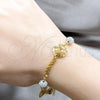 Stainless Steel Fancy Bracelet, Ball Design, with White Crystal, Polished, Golden Finish, 03.63.22110.08