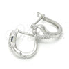 Sterling Silver Huggie Hoop, with White Micro Pave, Polished, Rhodium Finish, 02.332.0017.12