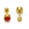 Stainless Steel Stud Earring, with Orange Red Crystal, Polished, Golden Finish, 02.271.0008.11