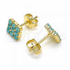 Oro Laminado Stud Earring, Gold Filled Style with Aquamarine Opal, Blue Polished, Golden Finish, 02.09.0183