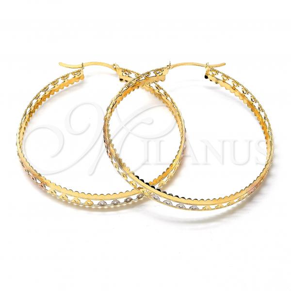 Oro Laminado Large Hoop, Gold Filled Style Polished, Tricolor, 02.32.0280