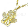 Oro Laminado Religious Pendant, Gold Filled Style Angel Design, Polished, Golden Finish, 05.213.0098