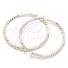 Oro Laminado Extra Large Hoop, Gold Filled Style Hollow Design, Diamond Cutting Finish, Tricolor, 02.170.0135.1.70