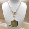 Oro Laminado Pendant Necklace, Gold Filled Style Elephant Design, Polished, Golden Finish, 04.63.1433.20