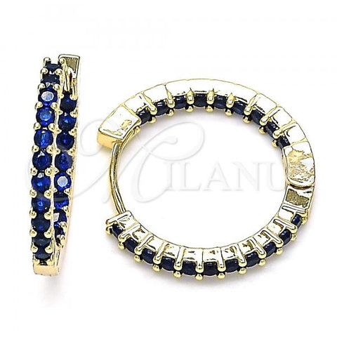 Oro Laminado Huggie Hoop, Gold Filled Style with Sapphire Blue Cubic Zirconia, Polished, Golden Finish, 02.210.0625.1.20
