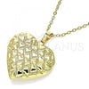 Oro Laminado Locket Pendant, Gold Filled Style Heart Design, Polished, Golden Finish, 05.117.0030