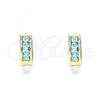 Oro Laminado Huggie Hoop, Gold Filled Style with Aqua Blue Cubic Zirconia, Polished, Golden Finish, 02.210.0640.2.10