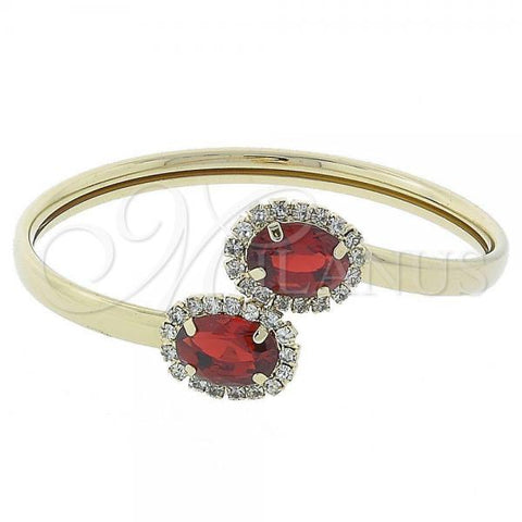 Oro Laminado Individual Bangle, Gold Filled Style with Garnet and White Cubic Zirconia, Polished, Golden Finish, 5.231.009 (05 MM Thickness, One size fits all)