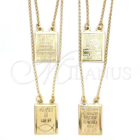 Oro Laminado Fancy Necklace, Gold Filled Style Holy Spirit Design, Polished, Golden Finish, 04.02.0016