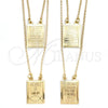 Oro Laminado Fancy Necklace, Gold Filled Style Holy Spirit Design, Polished, Golden Finish, 04.02.0016