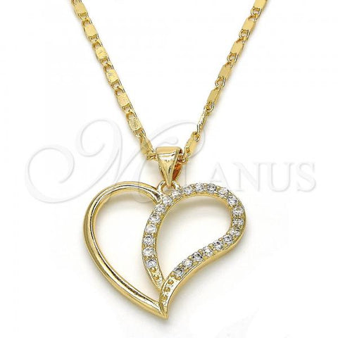Oro Laminado Pendant Necklace, Gold Filled Style with White Cubic Zirconia, Polished, Golden Finish, 04.99.0032.18