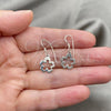 Sterling Silver Dangle Earring, Flower Design, Polished, Silver Finish, 02.392.0007