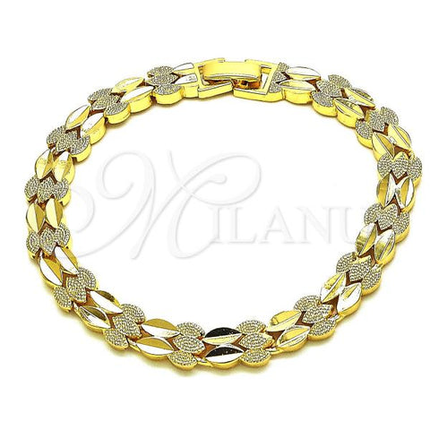 Oro Laminado Solid Bracelet, Gold Filled Style Diamond Cutting Finish, Golden Finish, 03.413.0003.07