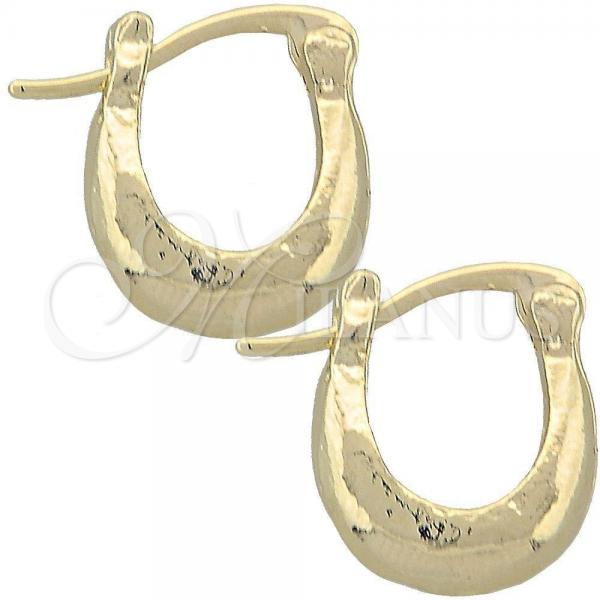 Oro Laminado Children Hoop, Gold Filled Style Diamond Cutting Finish, Golden Finish, 02.164.0016