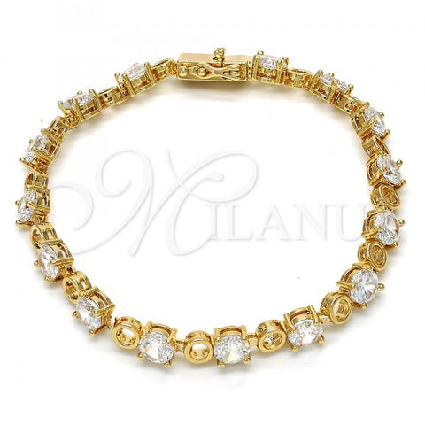 Oro Laminado Tennis Bracelet, Gold Filled Style with White Cubic Zirconia, Polished, Golden Finish, 03.210.0070.08
