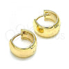 Oro Laminado Huggie Hoop, Gold Filled Style Chunky Design, Polished, Golden Finish, 02.156.0563.15