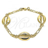 Oro Laminado Fancy Bracelet, Gold Filled Style Shell Design, Polished, Golden Finish, 03.63.2081.08