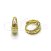 Oro Laminado Huggie Hoop, Gold Filled Style Diamond Cutting Finish, Tricolor, 02.170.0540.14