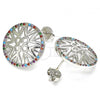 Rhodium Plated Stud Earring, with Multicolor Micro Pave, Polished, Rhodium Finish, 02.233.0018.3