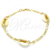 Oro Laminado Fancy Anklet, Gold Filled Style Shell Design, Polished, Golden Finish, 03.63.2083.10