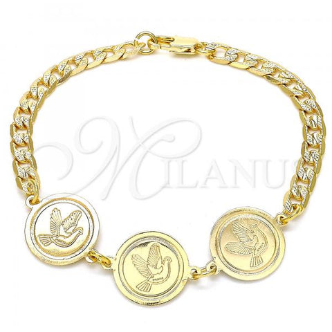 Oro Laminado Fancy Bracelet, Gold Filled Style Bird Design, Polished, Golden Finish, 03.63.2050.08