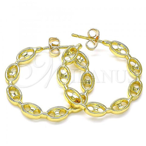 Oro Laminado Stud Earring, Gold Filled Style Paperclip Design, Polished, Golden Finish, 02.341.0064