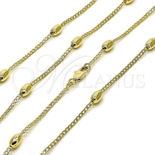 Oro Laminado Basic Necklace, Gold Filled Style Curb and Ball Design, Polished, Golden Finish, 04.213.0328.18