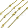 Oro Laminado Basic Necklace, Gold Filled Style Curb and Ball Design, Polished, Golden Finish, 04.213.0328.18
