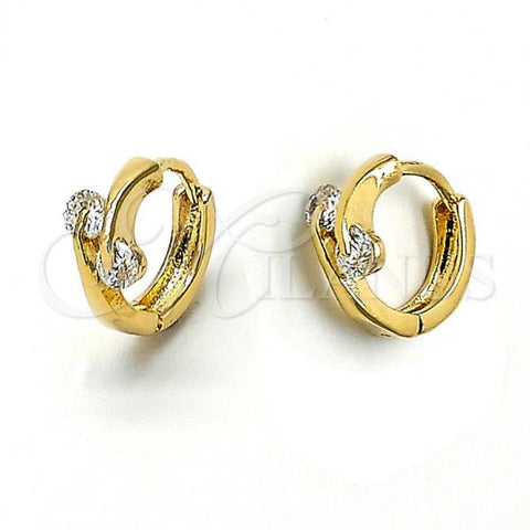 Oro Laminado Huggie Hoop, Gold Filled Style with White Cubic Zirconia, Polished, Golden Finish, 5.131.033