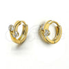 Oro Laminado Huggie Hoop, Gold Filled Style with White Cubic Zirconia, Polished, Golden Finish, 5.131.033