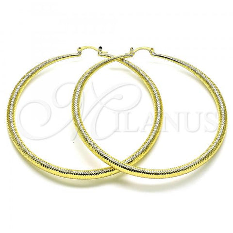 Oro Laminado Extra Large Hoop, Gold Filled Style Hollow Design, Diamond Cutting Finish, Golden Finish, 02.213.0440.70