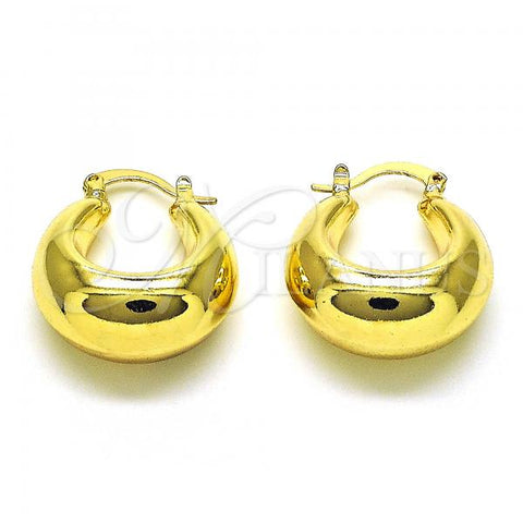 Oro Laminado Small Hoop, Gold Filled Style Hollow Design, Polished, Golden Finish, 02.163.0166.20