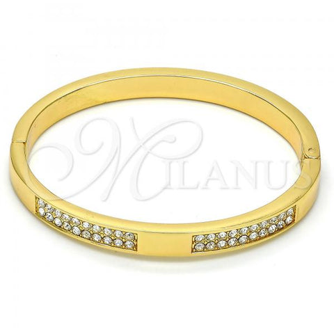 Gold Tone Individual Bangle, with White Crystal, Polished, Golden Finish, 07.252.0027.05.GT (07 MM Thickness, Size 5 - 2.50 Diameter)