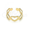 Oro Laminado Toe Ring, Gold Filled Style Heart Design, Polished, Golden Finish, 01.376.0002 (One size fits all)