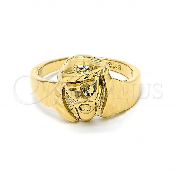 Oro Laminado Mens Ring, Gold Filled Style Jesus Design, Polished, Golden Finish, 5.178.014.12 (Size 12)