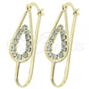 Oro Laminado Medium Hoop, Gold Filled Style Teardrop Design, with White Cubic Zirconia, Polished, Golden Finish, 5.152.017