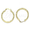 Oro Laminado Medium Hoop, Gold Filled Style Diamond Cutting Finish, Golden Finish, 02.213.0263.30