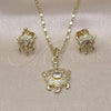 Oro Laminado Earring and Pendant Adult Set, Gold Filled Style Turtle Design, with White Cubic Zirconia, Polished, Golden Finish, 10.196.0162.1