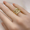Oro Laminado Elegant Ring, Gold Filled Style and Paperclip Polished, Golden Finish, 01.213.0045