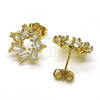 Oro Laminado Stud Earring, Gold Filled Style with White Cubic Zirconia, Polished, Golden Finish, 02.283.0050