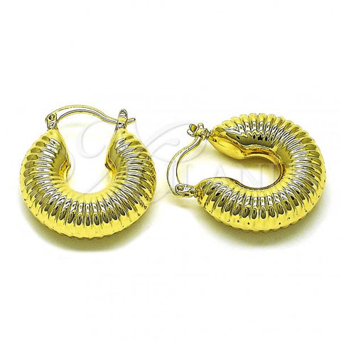 Oro Laminado Small Hoop, Gold Filled Style Chunky Design, Polished, Golden Finish, 02.341.0132.25