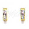 Stainless Steel Huggie Hoop, with Pink and White Crystal, Polished, Golden Finish, 02.230.0073.2.12