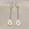 Oro Laminado Long Earring, Gold Filled Style Teardrop Design, with Cubic Zirconia, Golden Finish, 5.104.017