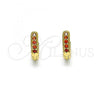 Oro Laminado Huggie Hoop, Gold Filled Style with Garnet Micro Pave, Polished, Golden Finish, 02.195.0110.2.10