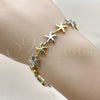 Oro Laminado Tennis Bracelet, Gold Filled Style Star Design, Polished, Two Tone, 03.341.0244.07